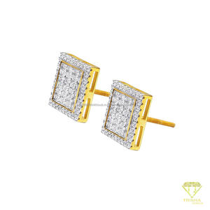 Square Cluster <b>Moissanite</b> Diamond Stud <b>Earrings</b> 925 Sterling Silver Gold Plated Iced Out Luxury Jewelry For Women - Product Image 5