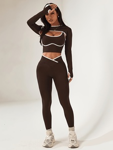 Custom OEM Women 3 Piece Fitness Clothing Set Strappy <b>Cami</b> Bra Loose <b>Crop</b> <b>Top</b> Leggings - Product Image 1