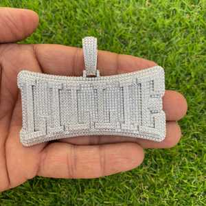 Colgante de Letra en Plata de Ley 925 con Incrustaciones de Diamantes Moissanite de Corte Brillante Redondo VVS, Estilo Hip Hop, Unisex - Product Image 2
