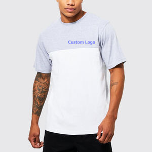 Camiseta Casual de Manga Corta con Bloques de Color y Cuello Redondo para Hombre, Camiseta con Letras y Bloques de Color, Cuello Redondo - Product Image 1