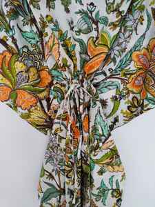 Vestido Kaftán Ligero de Algodón con Estampado Floral para Mujer, Ropa Informal Boho, Atuendo Diario Cómodo - Product Image 4