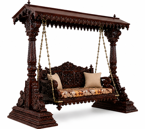 Balançoire Jhula indienne en teck faite à la main avec support robuste, design vintage traditionnel pour salons de luxe, taille personnalisable - Product Image 3