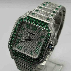 Montres en acier de luxe personnalisées, entièrement serties de diamants étincelants, montres en moissanite VVS pour hommes, provenant d'un fournisseur indien - Product Image 5