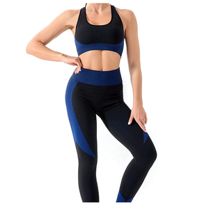 Conjunto de Yoga para Mujer de Primera Calidad, Último Diseño, Transpirable, a Cuadros, Hecho a Medida, de 2 Piezas, Sin Costuras, Ligero, con Logotipo y Color Personalizados - Product Image 1