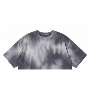 Camiseta de Manga Corta con Cuello Redondo y Estampado Tie-Dye para Hombre, Corte Regular, Tejido Informal, Diseño con Patrón Azul y Negro - Product Image 3