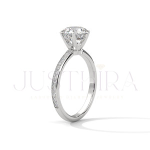 Most Selling Minimalist Round Cut Pave Settings Diamond <b>Ring</b> for Everyday Wear Office Use and Elegant Styling Available In Sale - Product Image 4