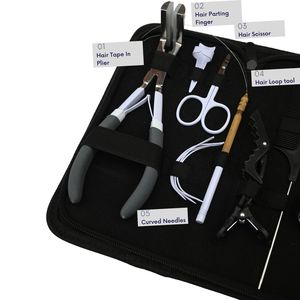 Kit d'outils professionnels pour extensions de cheveux avec pinces, ciseaux, peigne, aiguille, fil et clips pour l'installation et le retrait - Product Image 3