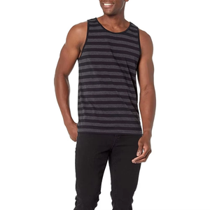 Camiseta sin mangas a rayas para hombre al por mayor, chaleco casual de verano, ligero, transpirable, estilo urbano, top de gimnasio a la moda - Product Image 1