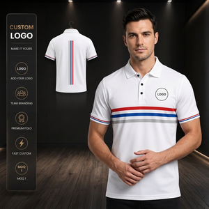 Custom Logo Men's White Striped Polo Shirt Short Sleeve Breathable Oxford Fabric Front Print Casual Style Branding Bangladesh - Product Image 3