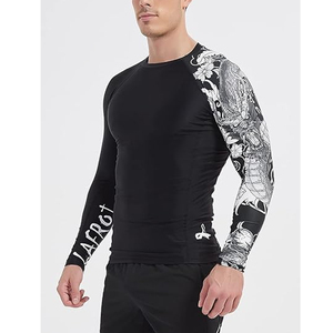 <b>Men</b> <b>Compression</b> <b>Shirt</b> Long Sleeve Rash Guard Graphic Print UV Protection Quick Dry Sportswear OEM Supplier - Product Image 4