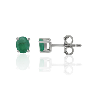 Stunning Trendy S925 Silver Oval Shape Natural <b>Emerald</b> May Birthstone Minimalist <b>Stud</b> Earrings For Women Everyday Wear - Product Image 4