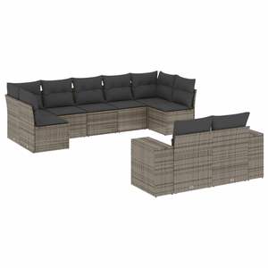 Conjunto de Sofá Gris para Jardín con Cojines, Muebles de Exterior de Ratán, Diseño Contemporáneo - Product Image 2