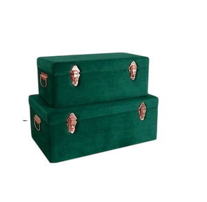 Hot Selling New <b>Storage</b> Trunk <b>Box</b> Lidded Rectangle Medium Capacity Multifunction Home Organization <b>Blue</b> and Gold Pattern - Product Image 5