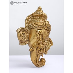 พระพิฆเนศผนังทองเหลืองแขวนกับ lakshmi และ gandabherunda พร้อมสัญลักษณ์จักระ - Product Image 2