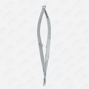 Porte-aiguille jetable de haute qualité en acier inoxydable, usage unique, 12 cm, avec verrouillage, courbé, pour aiguille fine Barraquer - Product Image 3