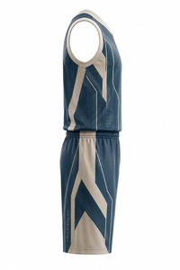 Ensemble uniforme de basket-ball pour hommes, maillot sans manches à col en V avec short à taille élastique, imprimé géométrique, évacuation de l'humidité, coupe athlétique - Product Image 2