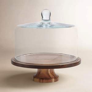 Premium Wood <b>Cake</b> <b>Stand</b> with <b>Glass</b> Cloche Eco-Friendly & Handmade - Product Image 4