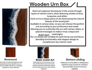 Urna Funeraria Artesanal de Madera de Palisandro para Cenizas, Caja Conmemorativa de Madera con Diseño de Olas Oceánicas - Product Image 3