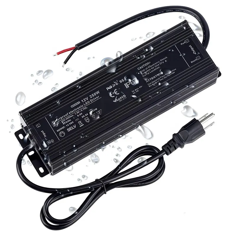 Fuente de alimentación led impermeable para iluminación de exteriores, controlador ip67 de 12v, 500W, 400W, 300w y 200w