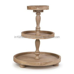 Solid wooden cake stand for elegant party dessert <b>displays</b> and rustic wedding table centerpieces - Product Image 5
