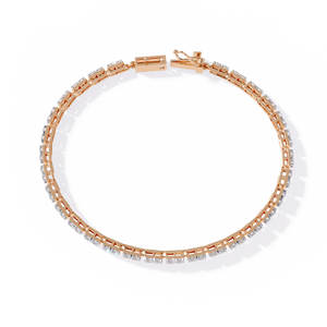 Tennis Bracelet in 10k 14k Rose Gold with <b>Box</b> Setting Secure Clasp Lab Grown Round Cut Classic Luxury Diamond Line Bracelet - Product Image 3