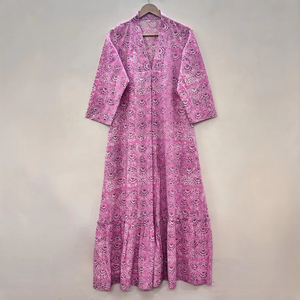 Vestido Casual Midi para Mujer, Tejido 100% Algodón, Liso, Manga Corta, Cintura Imperio, Estilo Babydoll, Cuello en V, Holgado, Funcional - Product Image 4