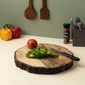 Tabla de cortar redonda de madera de mango al por mayor con incrustaciones decorativas de latón - Product Image 6