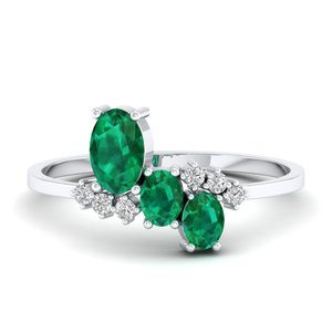 REYES Latest Design Women Wedding Anniversary Gift Fine Jewelry 925 Sterling <b>Silver</b> Emerald Gemstone and Moissanite Rings - Product Image 1