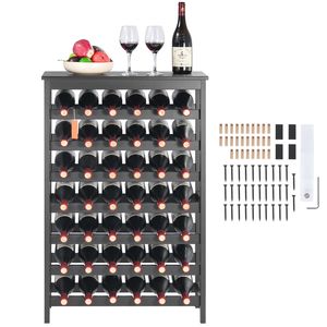 Portabottiglie Modulare in Legno di Bambù a 7 Livelli per 42 Bottiglie, Espositore da Tavolo o da Terra con Ripiano - Product Image 1