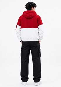 Veste à capuche zippée pour homme, couleur rouge, style streetwear décontracté, manches longues, respirante, en polyester, coupe régulière, coupe-vent pour l'hiver - Product Image 3