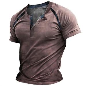 เสื้อยืดแขนสั้นคอกลมลายทางผู้ชาย สีตัดต่อ ระบายอากาศ แห้งเร็ว ทรงปกติ ผ้าฝ้าย 100% 320 กรัม - Product Image 1