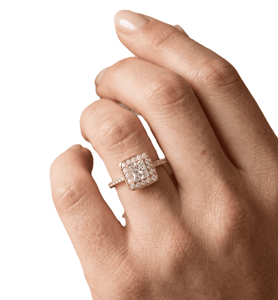 แหวนเพชรทรงกลมแบบเฮโล 14K ทองคำแท้ ขายส่ง แหวนหมั้นเฮโล แหวนแต่งงานแบบฝังเพชร แหวนแต่งงาน แหวนสวยงาม - Product Image 5