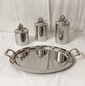 Ensemble de boîtes à épices en métal martelé doré avec plateau, contenants de rangement de cuisine vintage étanches, boîtes cylindriques artisanales - Product Image 6