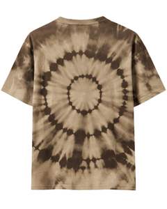 T-shirt personnalisé marron beige tie-dye à motif circulaire pour homme, en coton, style streetwear décontracté, col rond, manches courtes, tendance été. - Product Image 2