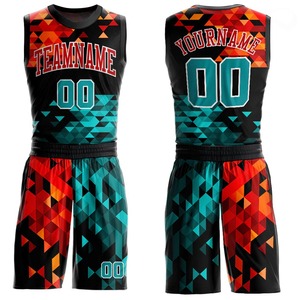 Conjunto de Uniforme de Baloncesto con Patrón Geométrico Personalizado, Jersey sin Mangas y Pantalones Cortos Transpirables de Malla, Ropa Deportiva para Equipos al por Mayor - Product Image 1
