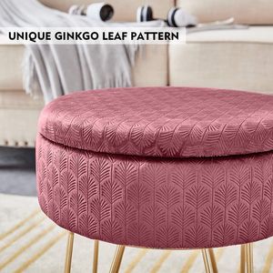 Pouf Moderno in Velluto con Funzione Contenitore, Tavolino Laterale in Ferro, Sgabello per Toeletta, Poltrona Pouf per Ingresso - Product Image 5