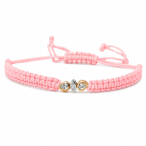 Pulsera de Macramé Azul Marino en Oro de 14K con Baño de Rodio, Diseño Clásico de Tres Piedras, Diamantes CVD Cultivados en Laboratorio, Cordón Tejido Ajustable - Product Image 6