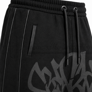 Pantalon de jogging noir graffiti pour homme, streetwear personnalisé, coupe ample oversize, cordon de serrage à la taille, 100% coton, écologique - Product Image 6