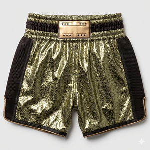 Custom Metallic Gold <b>Men</b> Boxing Shorts Breathable Mesh Side Panels Kickboxing <b>Trunks</b> Wholesale Custom Logo Muay Thai Fight Short - Product Image 6