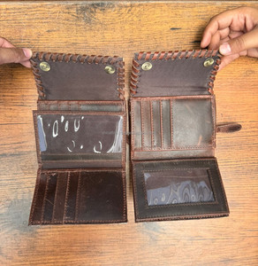 Genuine Cowhide & Tooled Leather Trim Lady's <b>Wallet</b> Hot Sale Western Leather Tri-Fold Aces <b>Wallet</b> Card Holder Organizer <b>Wallets</b> - Product Image 6