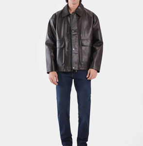 Chaqueta de Cuero Clásica para Hombre, Color Marrón, Cálida, Estilo Vintage, Bolsillos con Solapa, Diseño Atemporal, Ropa Urbana de Moda, Venta al Por Mayor, Alta Calidad - Product Image 2