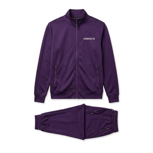 Hawk Eye Sports Men's Purple Hooded Drawstring Closure Fleece Lined Slim Fit Sporty Tracksuit <b>Set</b> Full Sleeve Side Pockets Front - Product Image 6