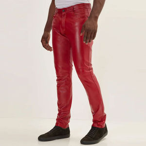 กางเกงหนังผู้ชายคุณภาพสูง รุ่นใหม่ล่าสุด ทรงตรง สปอร์ตแวร์ หนังแท้ จากผู้ผลิตคุณภาพ OEM - Product Image 2