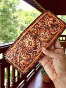 Cartera Bifold Corta para Hombre, Diseño Vintage con Grabado a Mano, 100% Cuero Genuino, Portátil, con Bloqueo RFID, Impermeable, Nueva Moda 2026 - Product Image 2