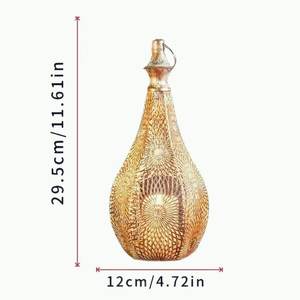 Ramadan Decor Handmade Eco-friendly Teardrop Shaped <b>Candlestick</b> <b>Holder</b> Vintage Black Metal Hollow Lamp - Product Image 6