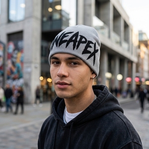 Custom Gray Knit Beanie Hat Black Custom Logo Ribbed <b>Winter</b> <b>Cap</b> Unisex Streetwear Fashion Headwear Wholesale Manufacturer OEM - Product Image 2
