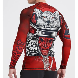 Wholesale Men <b>Compression</b> <b>Shirt</b> Long Sleeve Rash Guard Graphic Print UV Protection OEM Factory Price - Product Image 2