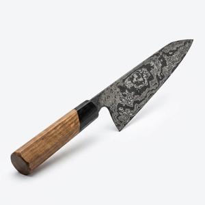 Couteau de chef Santoku Bunka japonais en acier Damas forgé à la main sur mesure avec manche en bois octogonal, qualité industrielle DIY OEM - Product Image 4