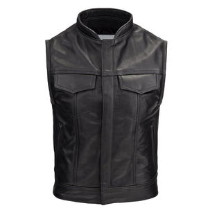VIBE SEWN Durable Men's Leather <b>Vest</b>-New Design Comfortable Regular Fit Windproof Stand Collar Winter Outerwear Casual Style - Product Image 4