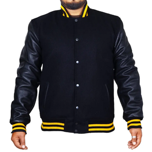 Veste universitaire brodée sur mesure avec logo au dos, patch en chenille premium, veste Letterman avec corps en laine et manches en cuir - Product Image 1